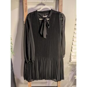 MNG Black Pleated Long Sleeve Dress XS